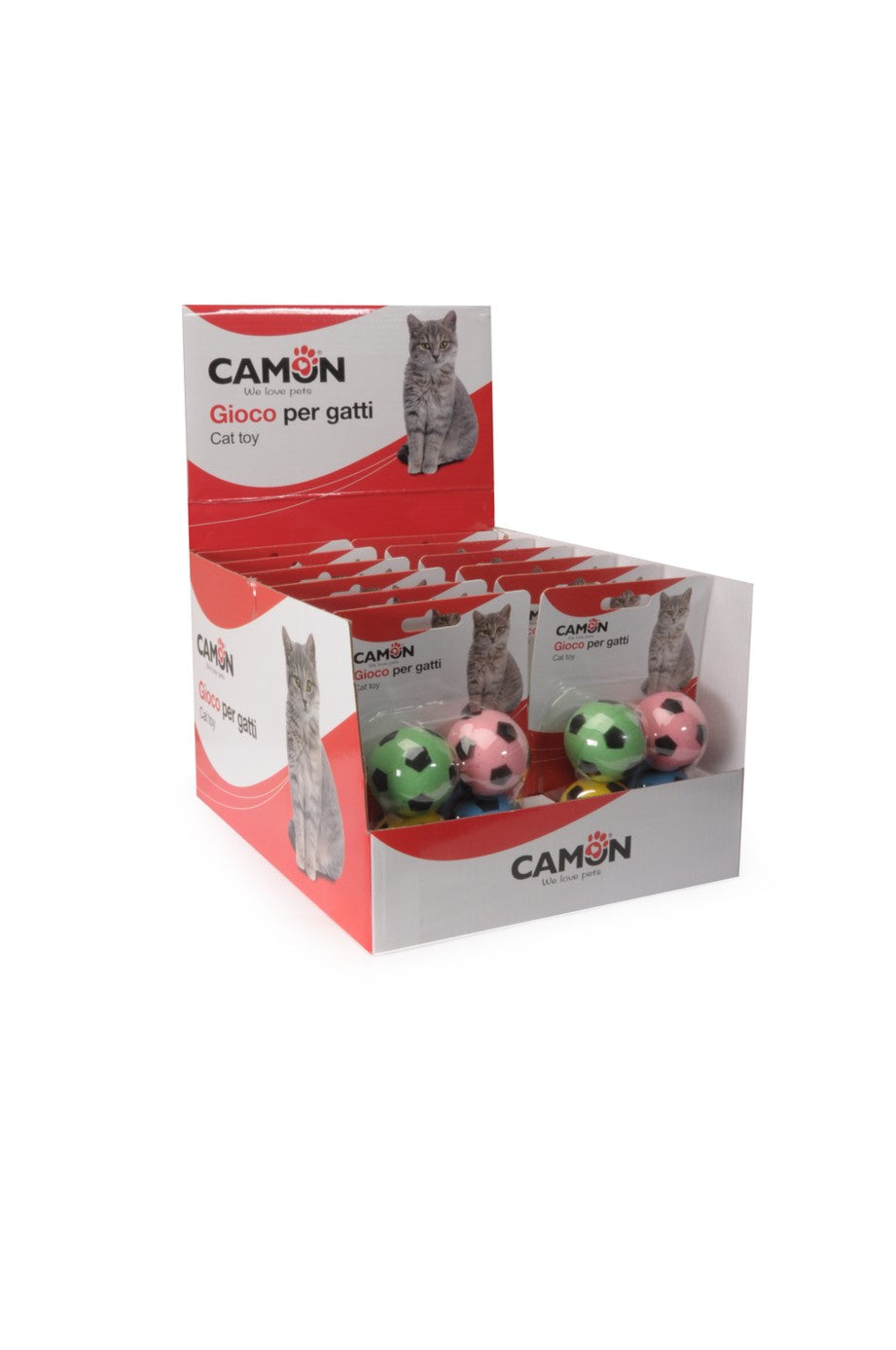 Set 4 palline in lattice a forma di calcio Camon 3,5 cm per gatti, colori assortiti Set 4 palline in lattice a forma di calcio Camon 3,5 cm per gatti, colori assortiti